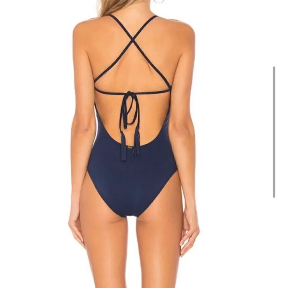 New. PilyQ navy scoop one piece. Small Normally $148